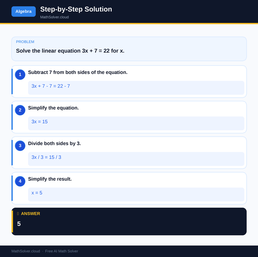 MathSolver solving example 1 — Algebra