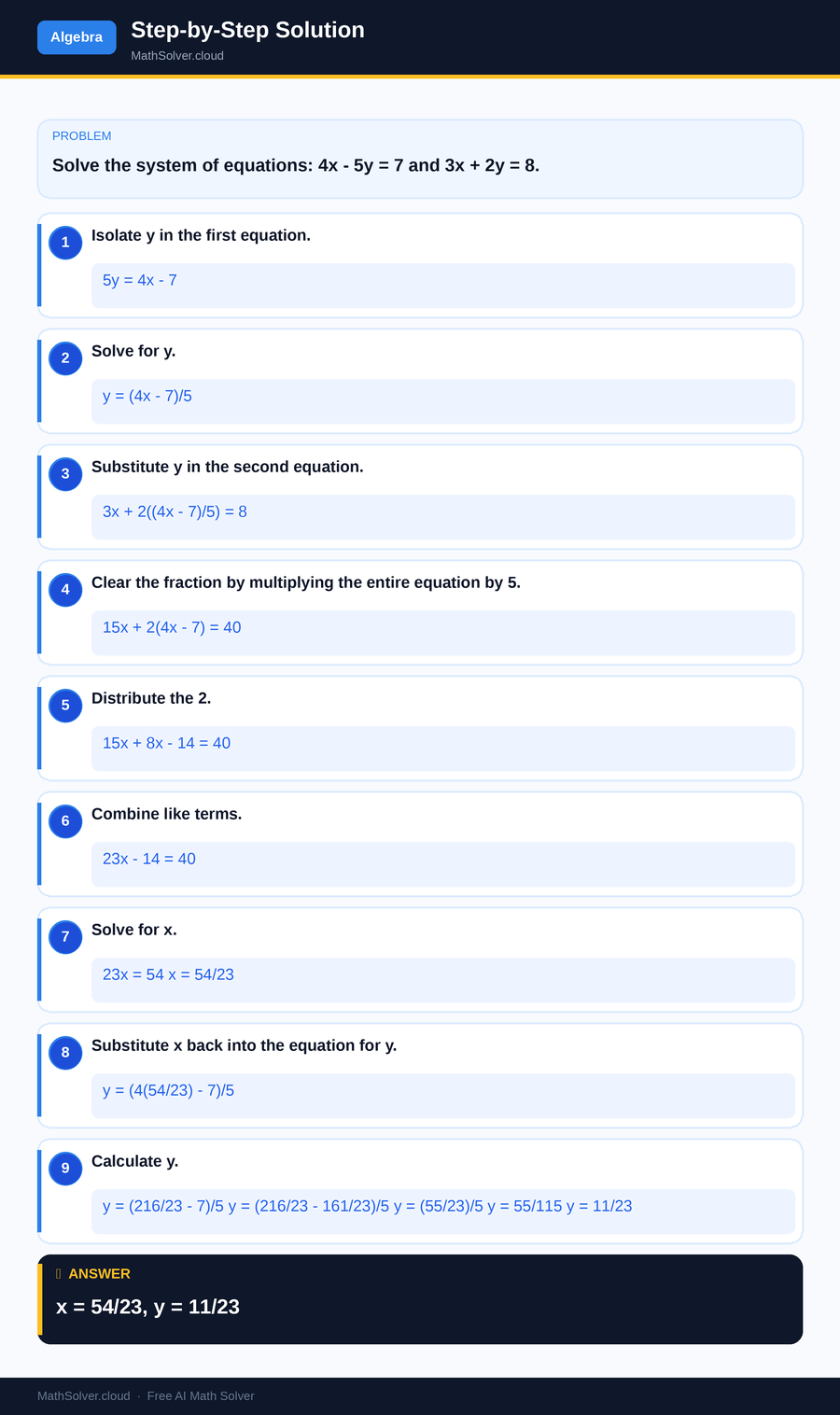 MathSolver solving example 2 — Algebra