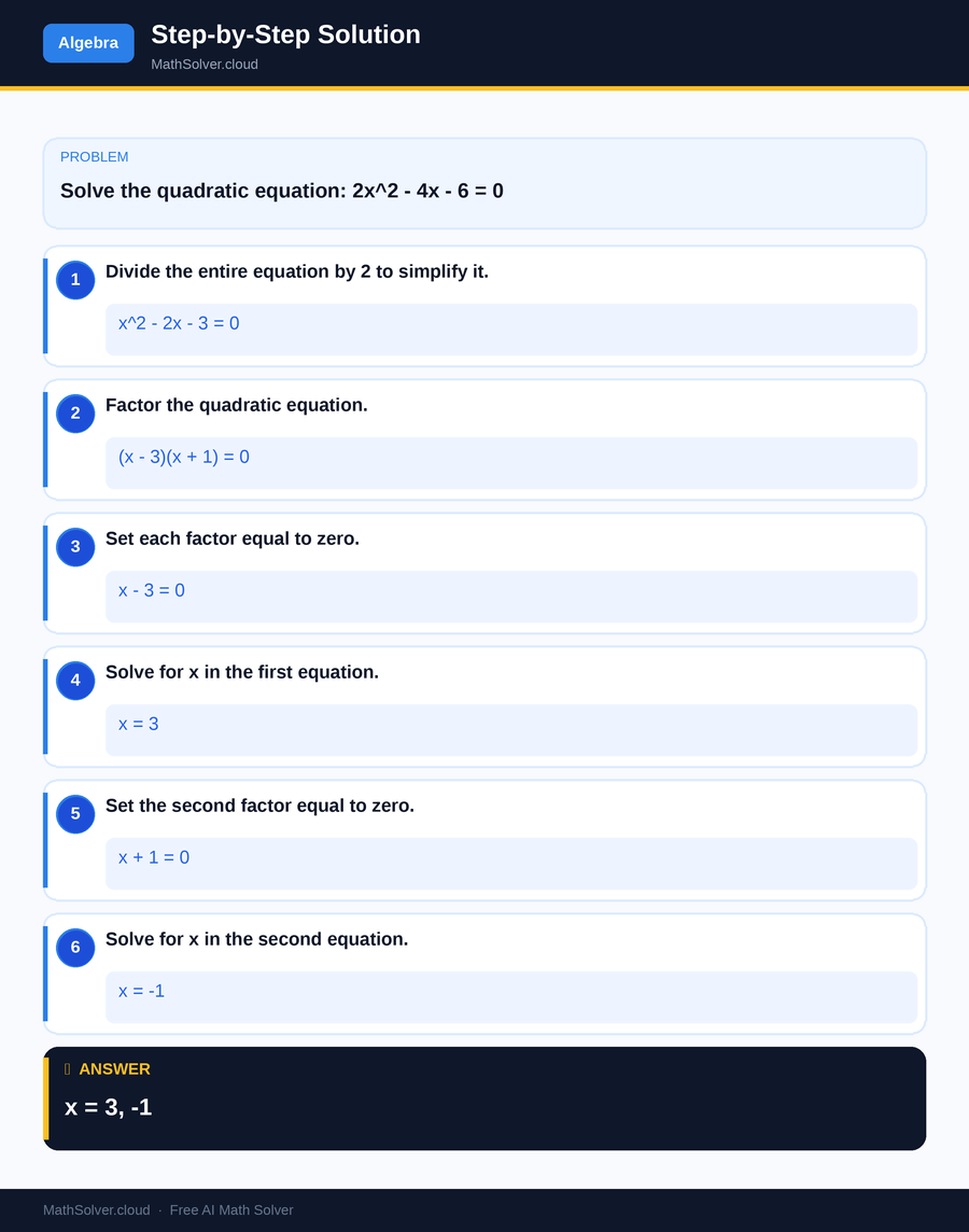 MathSolver solving example 2 — Algebra
