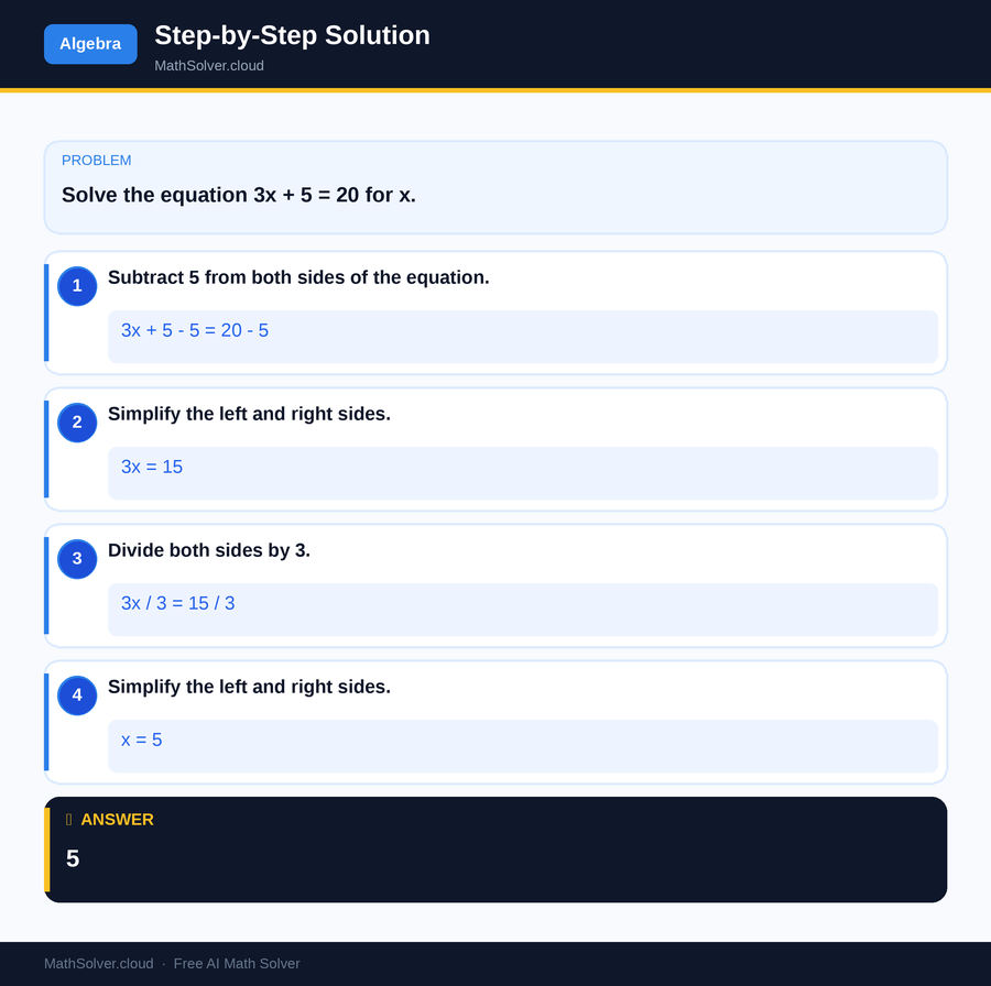 MathSolver solving example 1 — Algebra