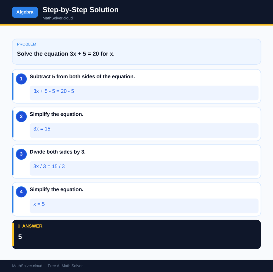 MathSolver solving example 1 — Algebra