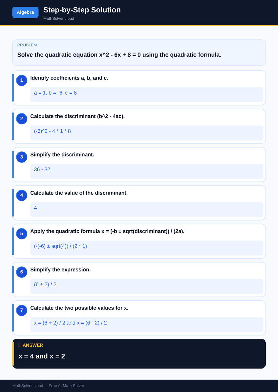 MathSolver solving example 2 — Algebra