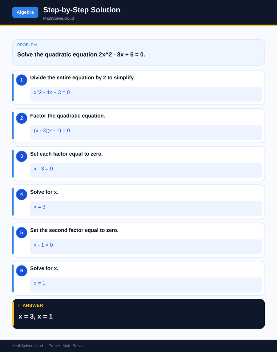 MathSolver solving example 2 — Algebra