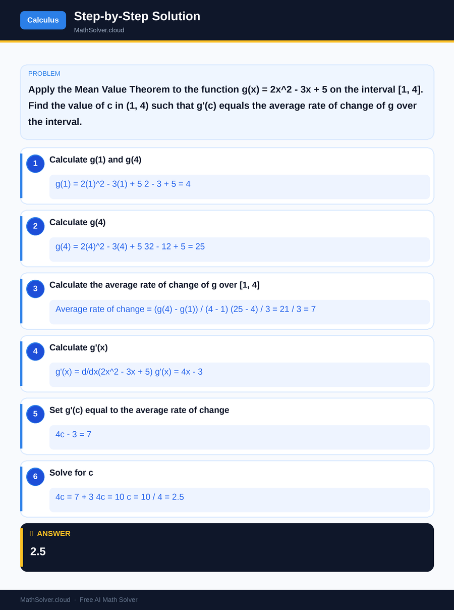 MathSolver solving example 2 — Calculus