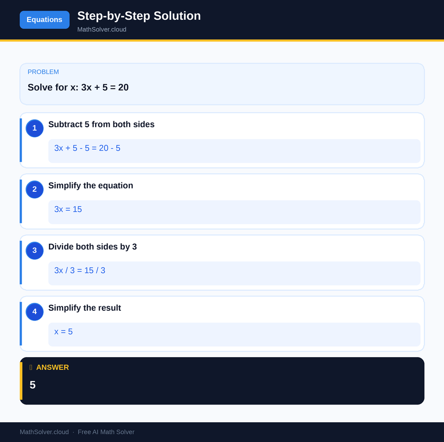 MathSolver solving example 1 — Equation Solving