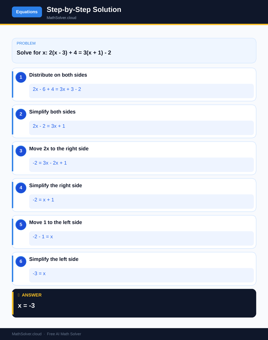 MathSolver solving example 2 — Equation Solving