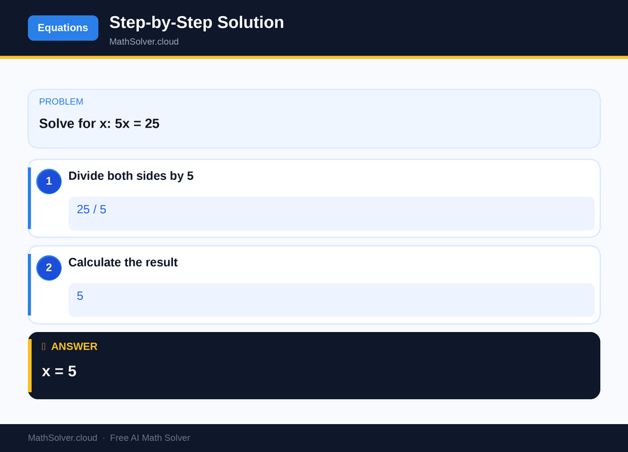 MathSolver solving example 1 — Equation Solving
