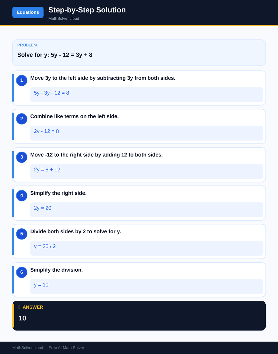 MathSolver solving example 2 — Equation Solving