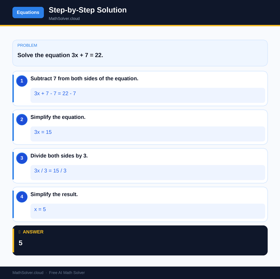 MathSolver solving example 1 — Equation Solving