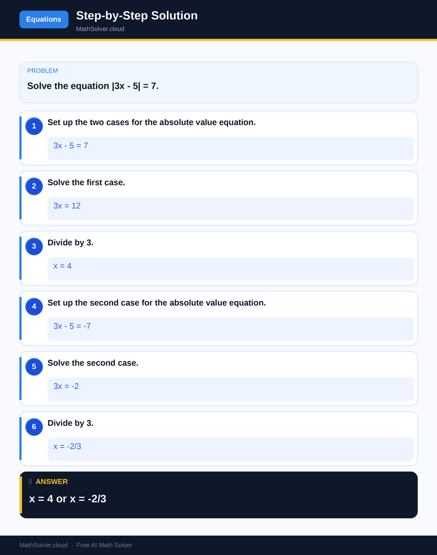MathSolver solving example 1 — Equation Solving