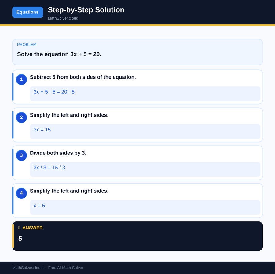 MathSolver solving example 1 — Equation Solving