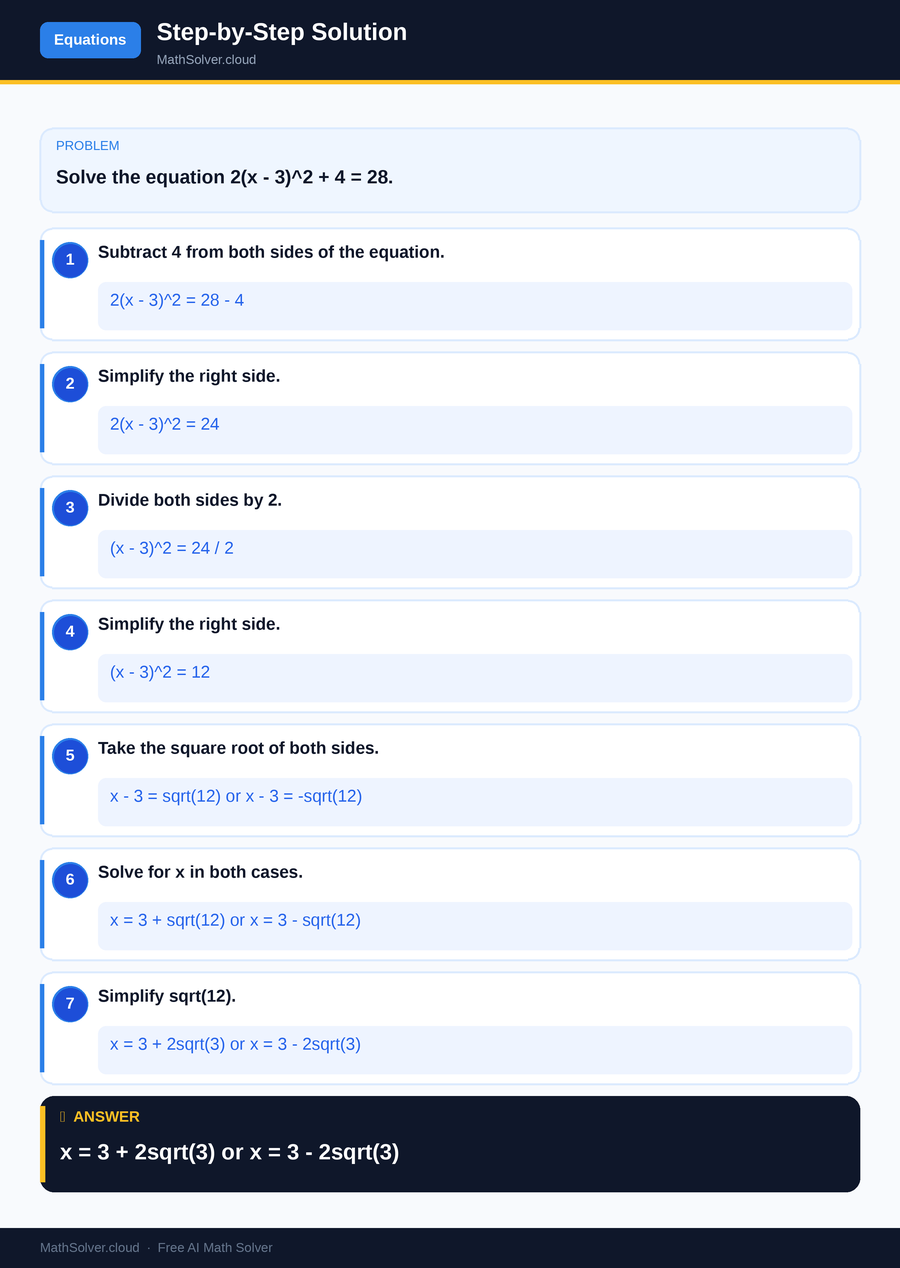 MathSolver solving example 2 — Equation Solving