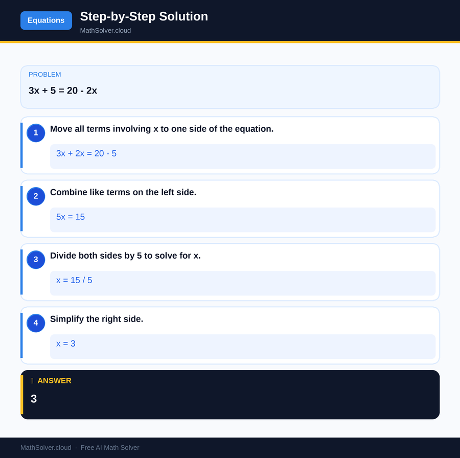 MathSolver solving example 1 — Equation Solving
