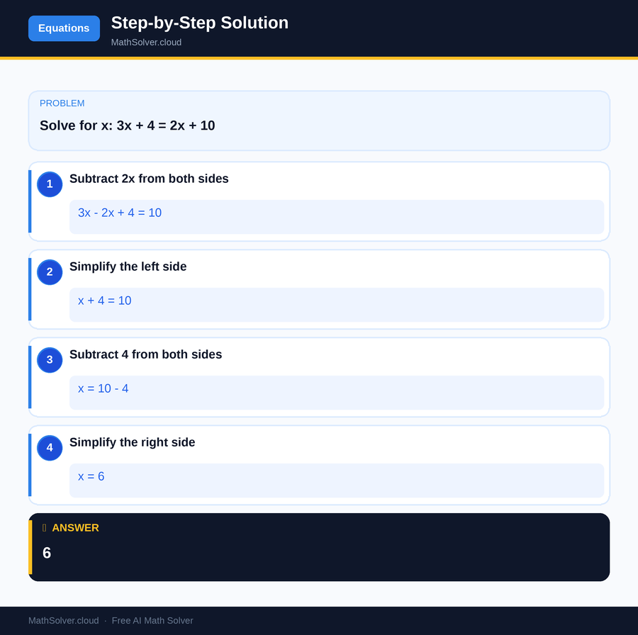 MathSolver solving example 1 — Equation Solving