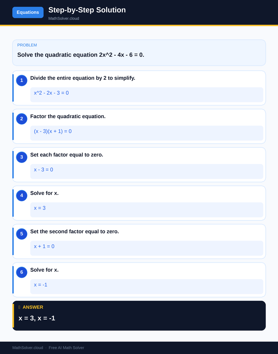 MathSolver solving example 1 — Equation Solving