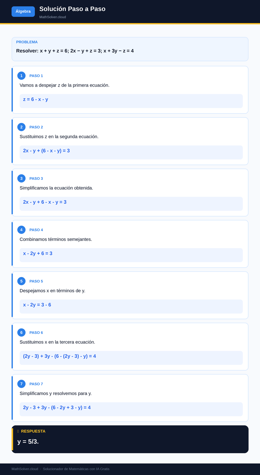 MathSolver resolviendo el ejemplo 1 — Álgebra