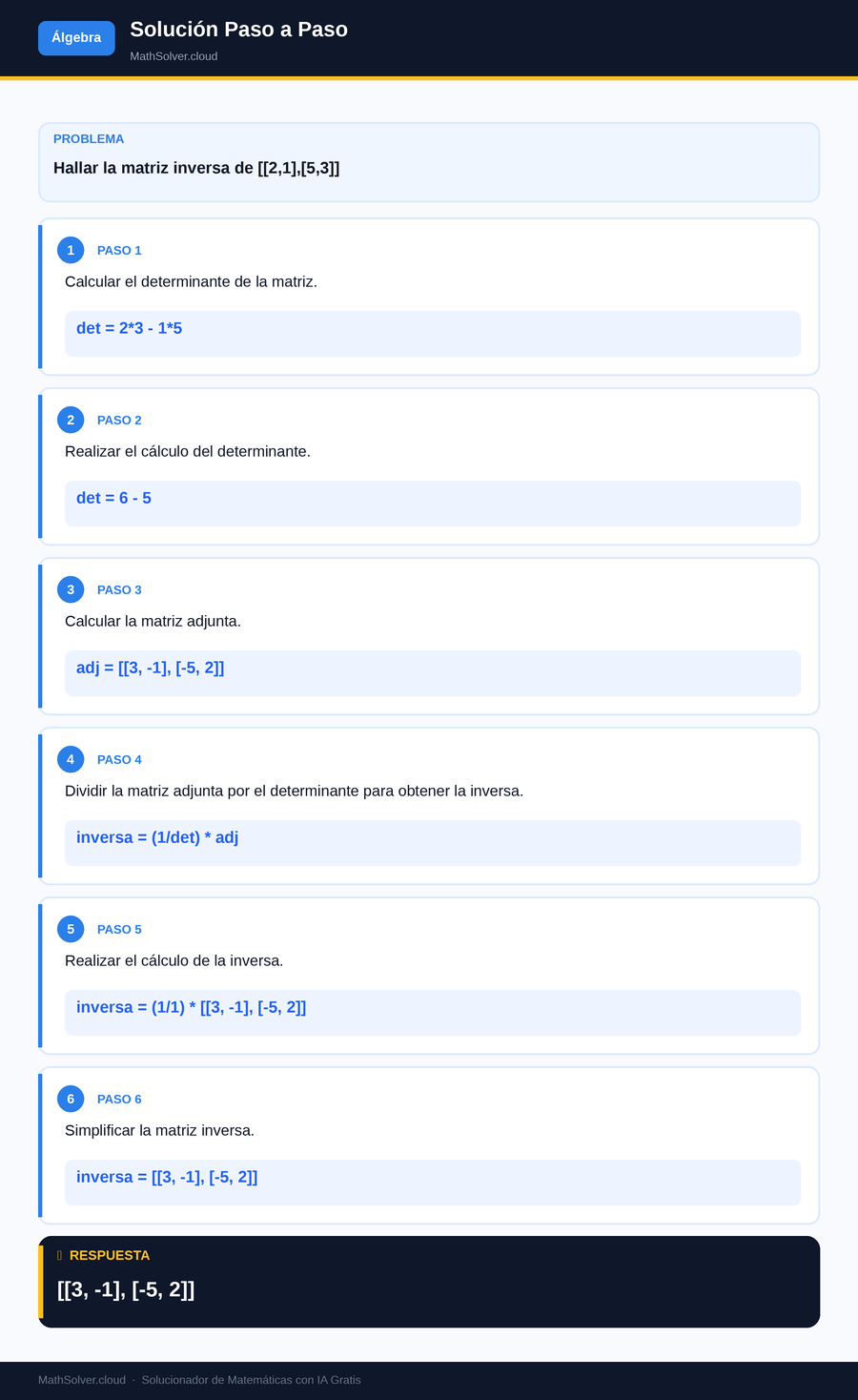 MathSolver resolviendo el ejemplo 1 — Álgebra