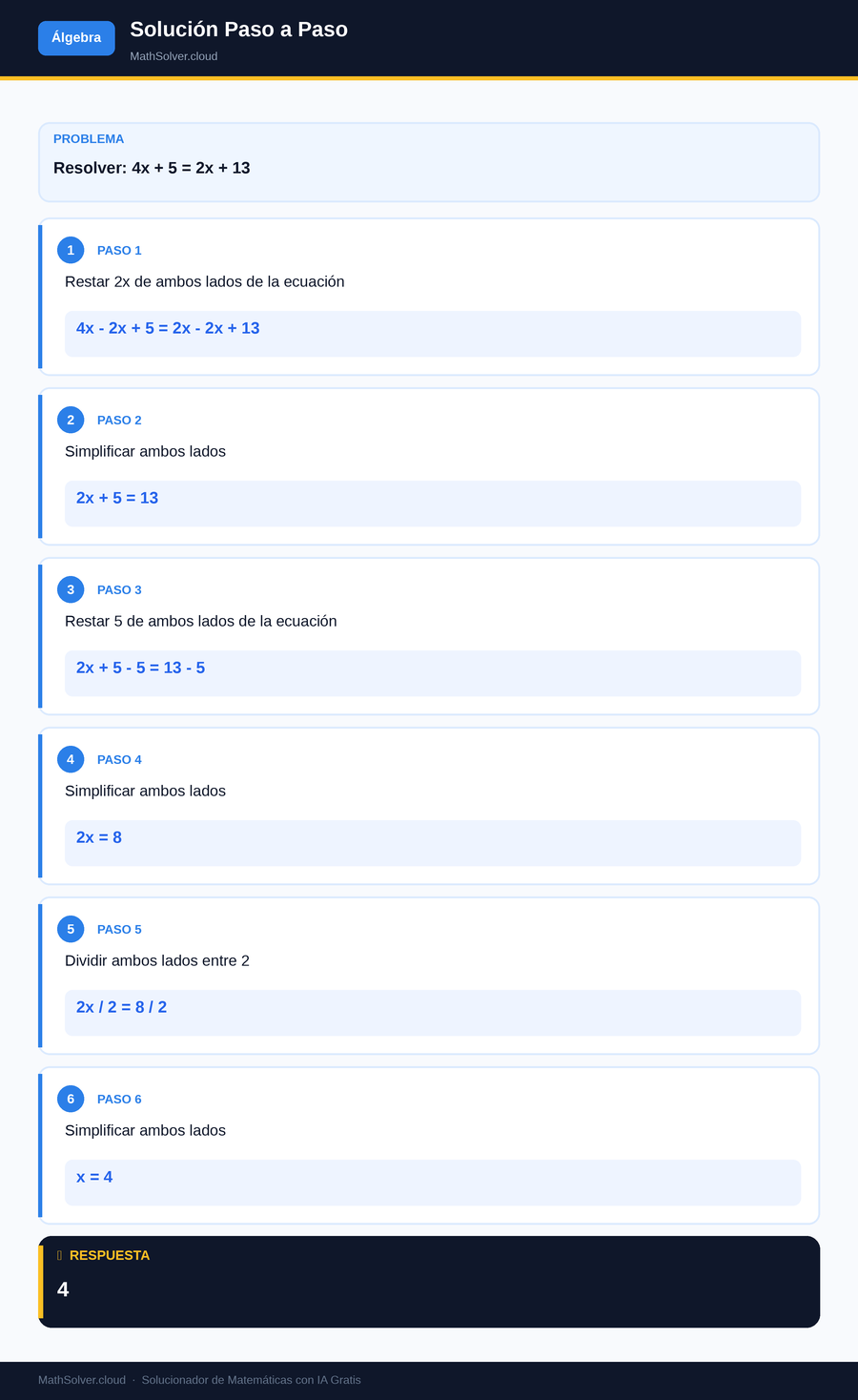 MathSolver resolviendo el ejemplo 2 — Álgebra