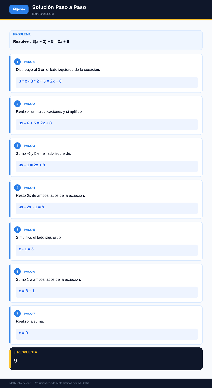 MathSolver resolviendo el ejemplo 2 — Álgebra