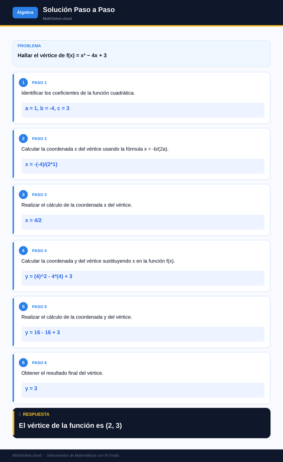 MathSolver resolviendo el ejemplo 1 — Álgebra