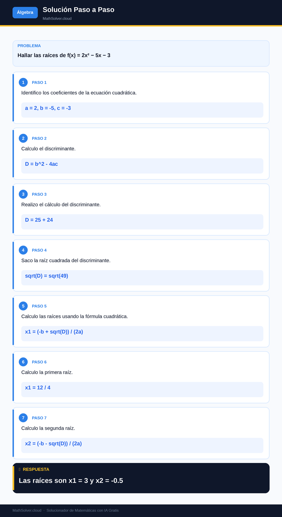 MathSolver resolviendo el ejemplo 2 — Álgebra