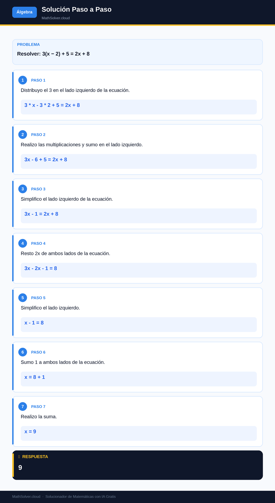 MathSolver resolviendo el ejemplo 2 — Álgebra