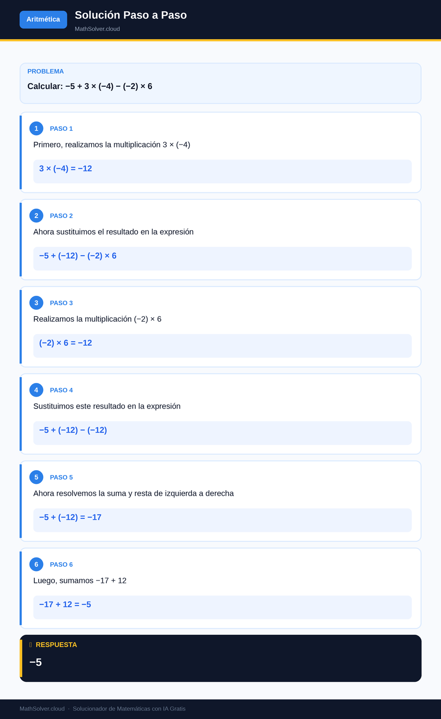 MathSolver resolviendo el ejemplo 1 — Aritmética