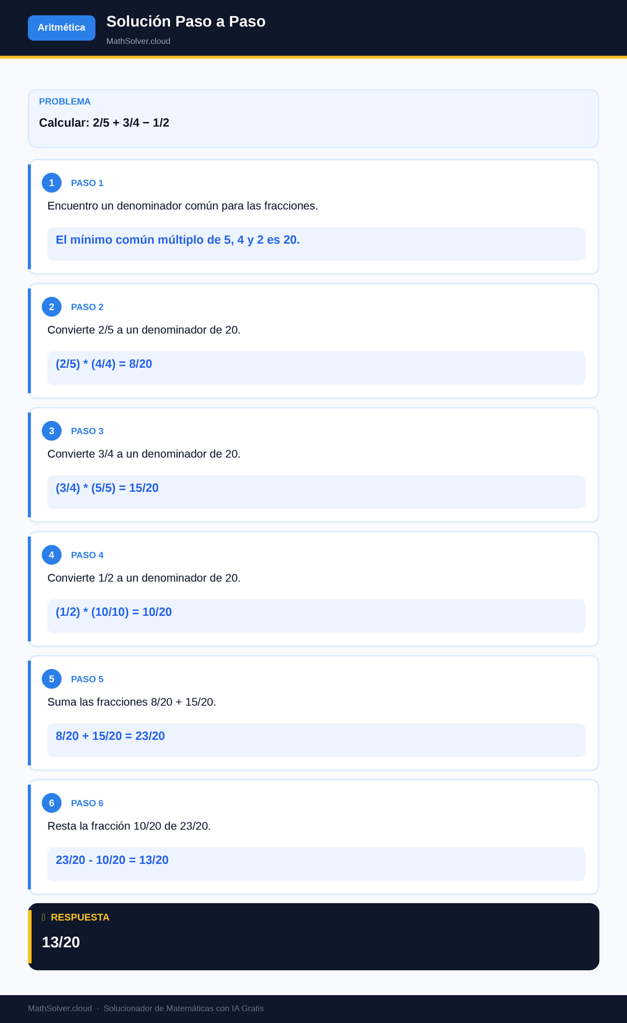 MathSolver resolviendo el ejemplo 1 — Aritmética