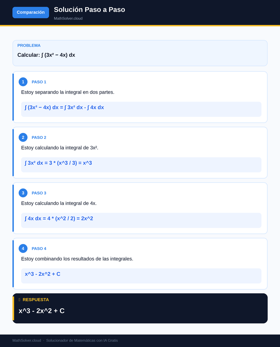 MathSolver resolviendo el ejemplo 2 — Comparación de solucionadores