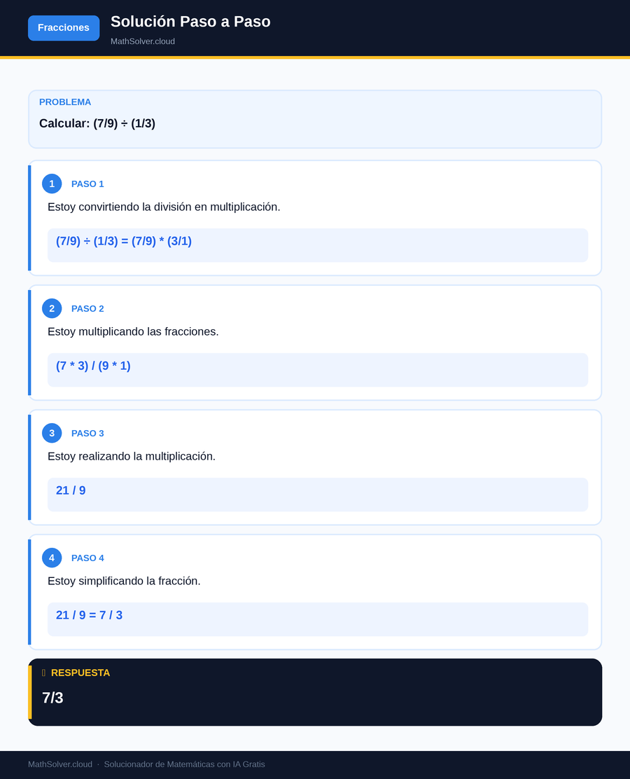 MathSolver resolviendo el ejemplo 2 — Fracciones