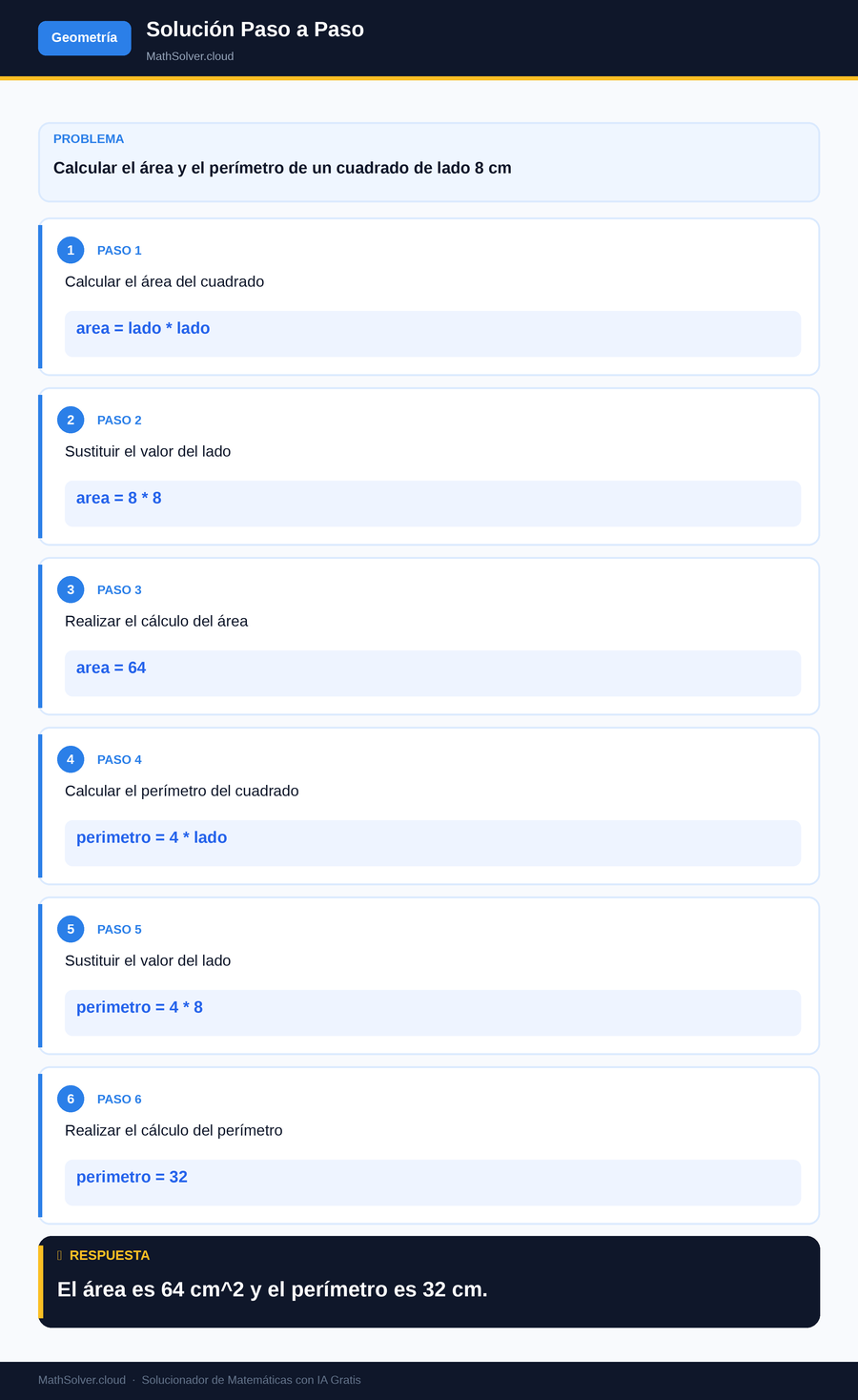 MathSolver resolviendo el ejemplo 2 — Geometría