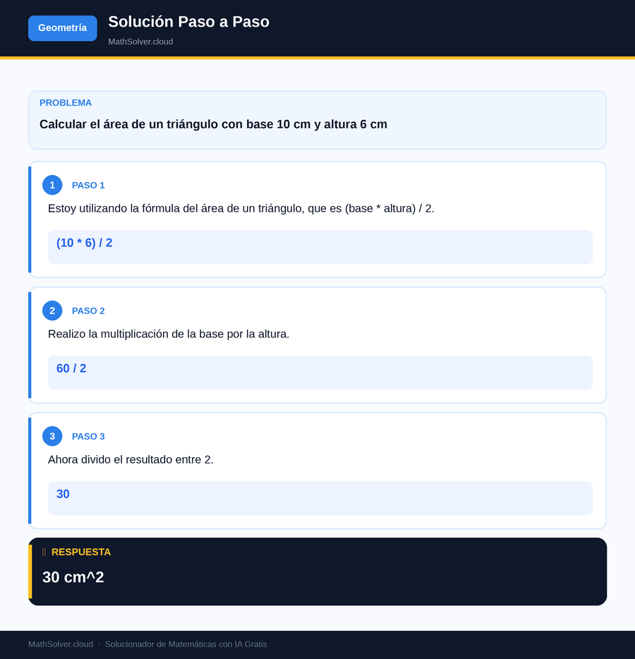 MathSolver resolviendo el ejemplo 1 — Geometría