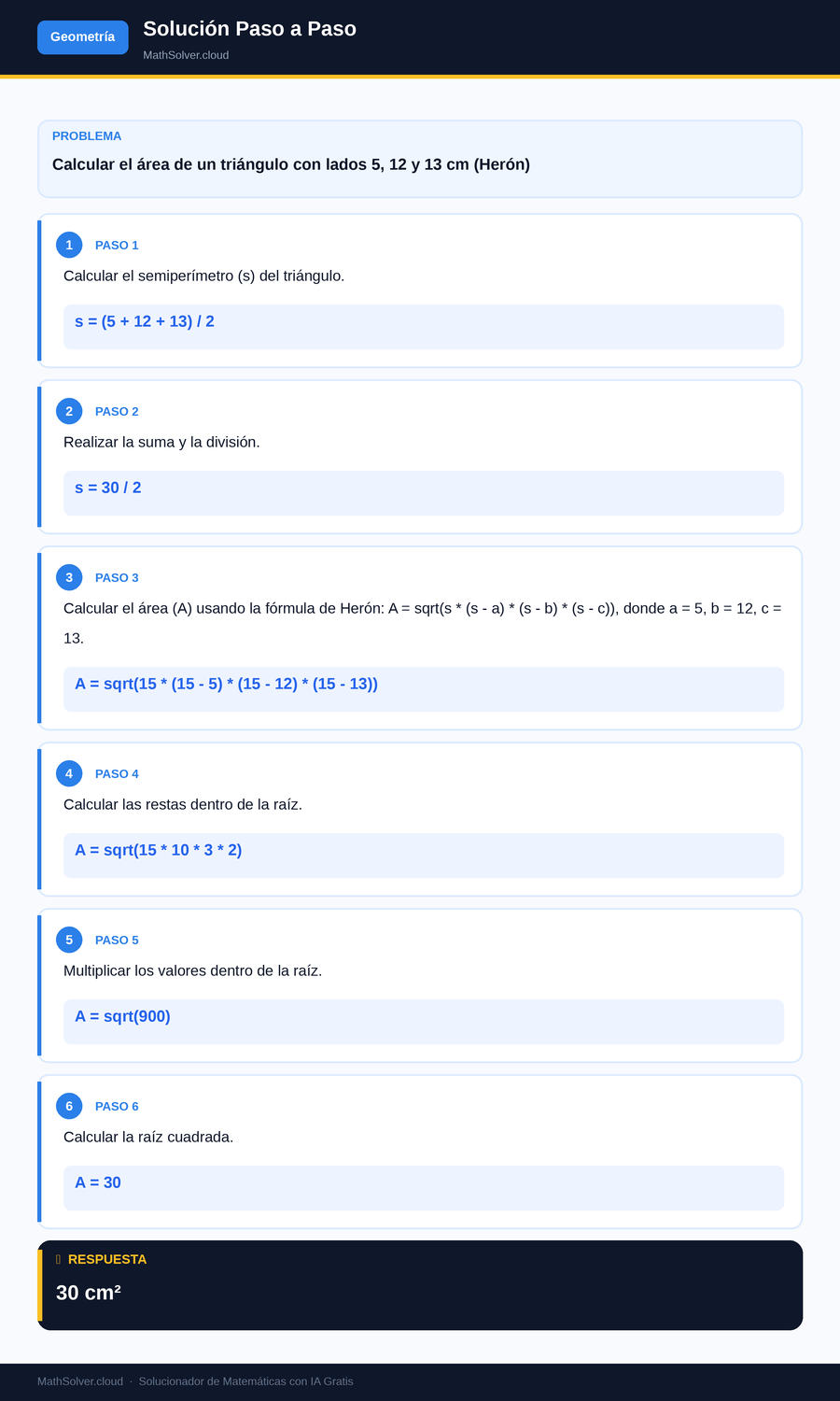 MathSolver resolviendo el ejemplo 2 — Geometría