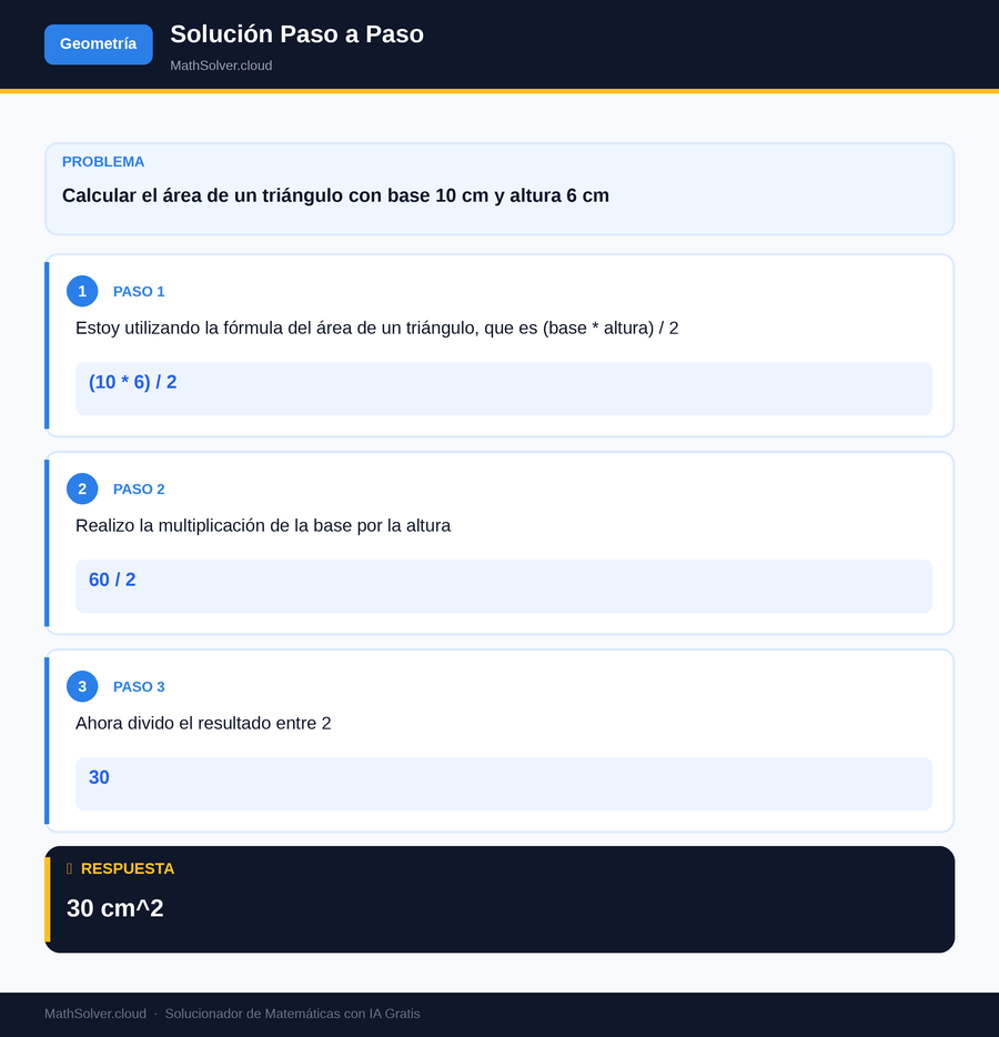 MathSolver resolviendo el ejemplo 1 — Geometría