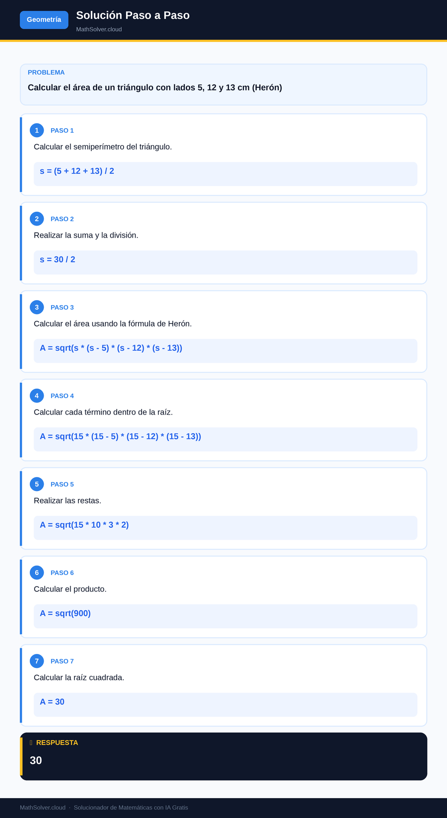 MathSolver resolviendo el ejemplo 2 — Geometría