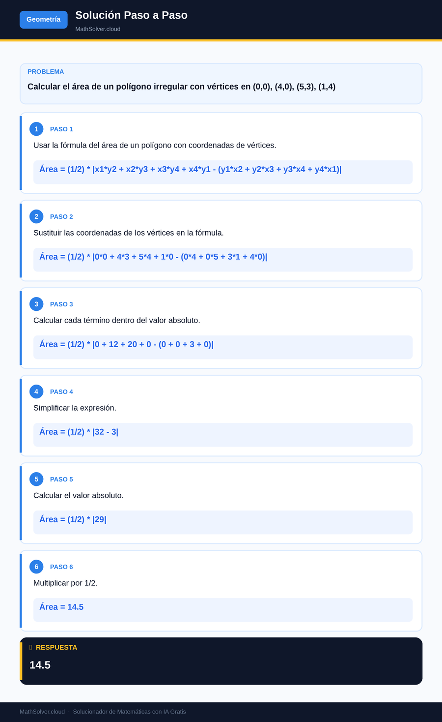 MathSolver resolviendo el ejemplo 1 — Geometría