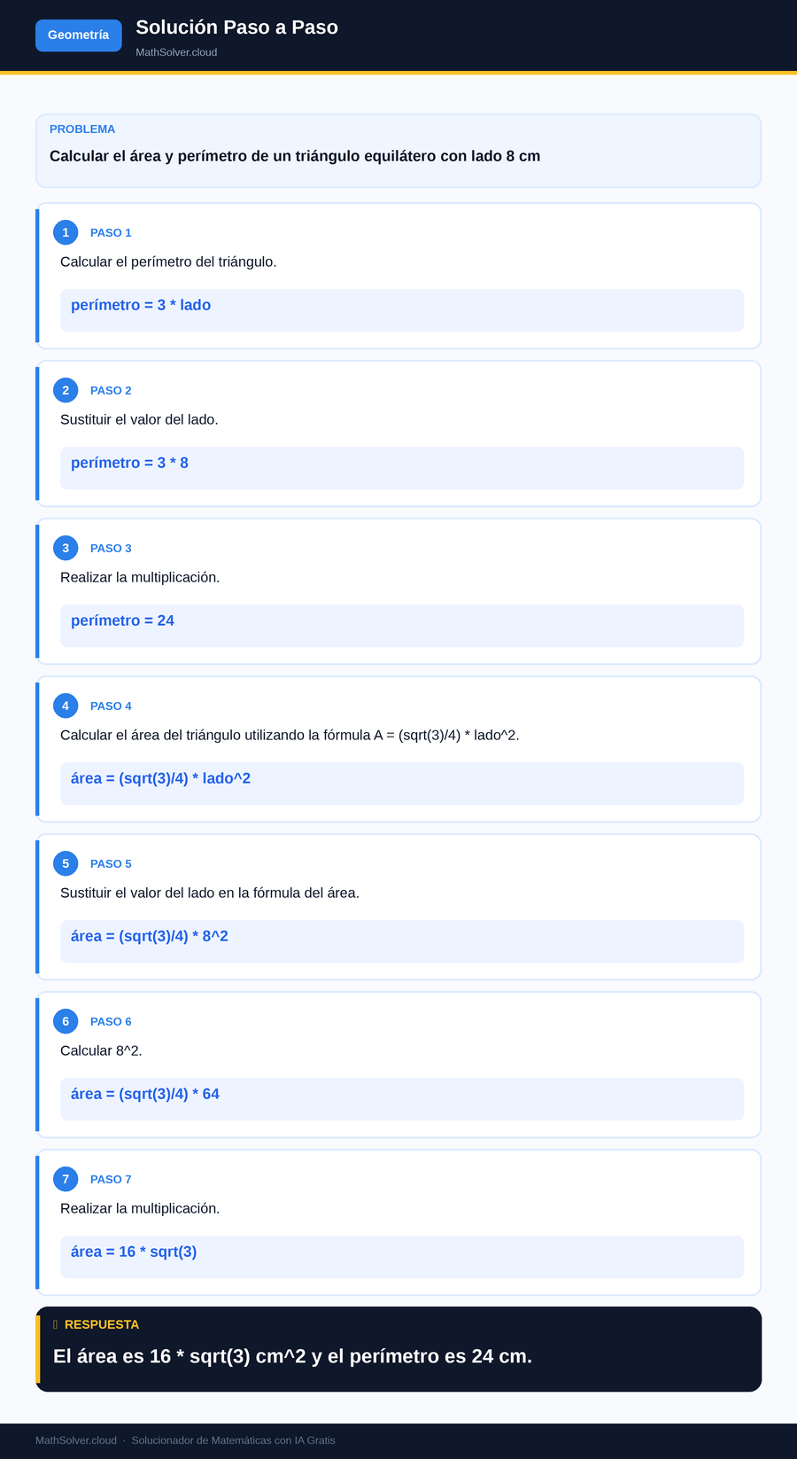 MathSolver resolviendo el ejemplo 2 — Geometría