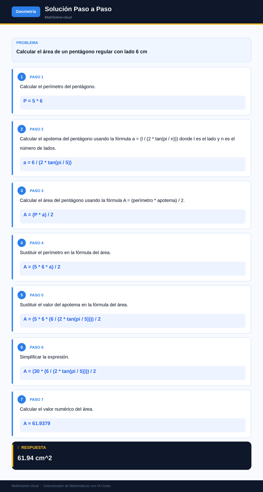 MathSolver resolviendo el ejemplo 1 — Geometría