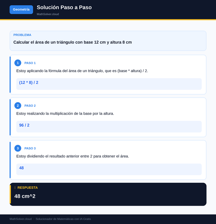 MathSolver resolviendo el ejemplo 1 — Geometría