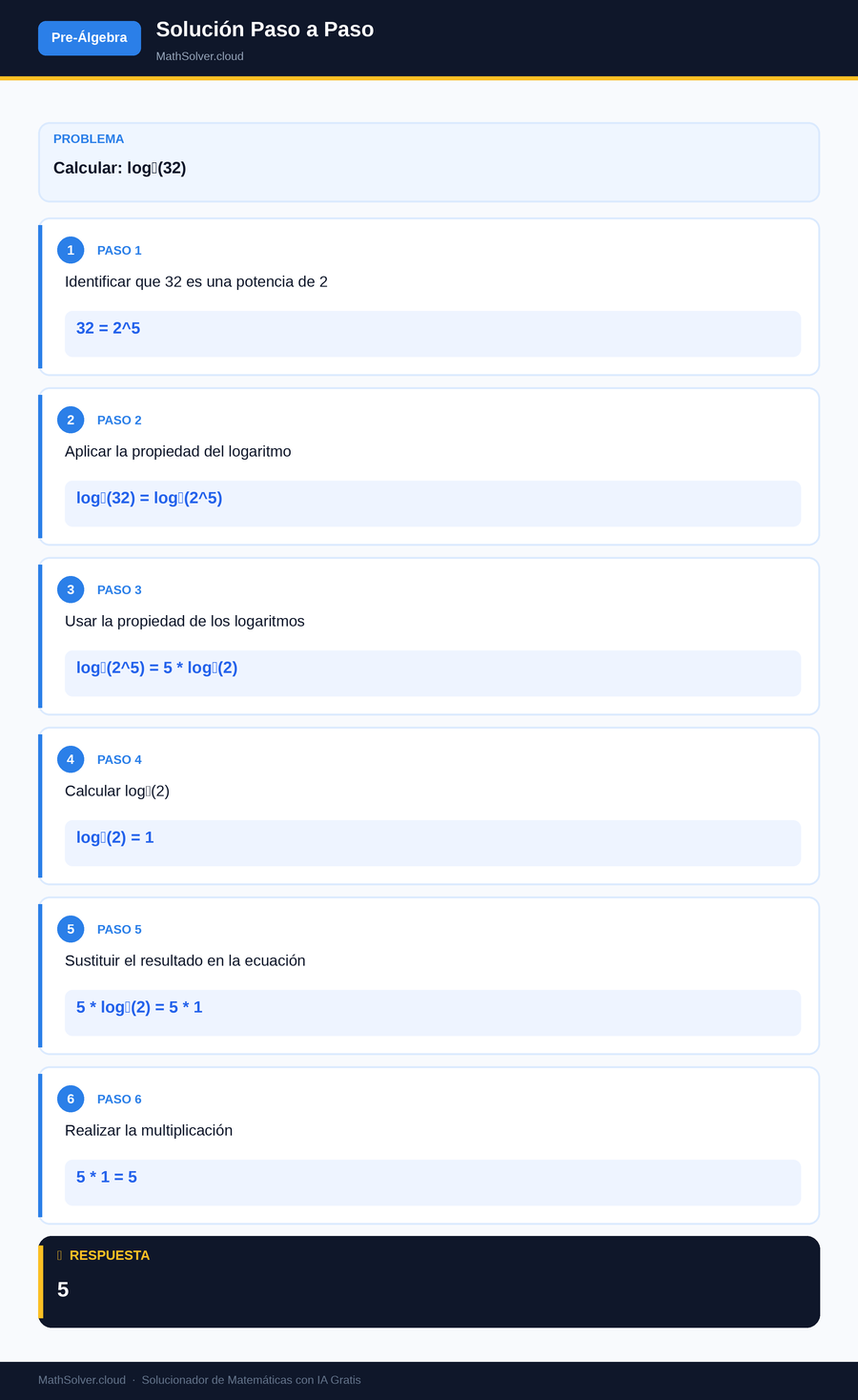 MathSolver resolviendo el ejemplo 1 — Pre-Álgebra