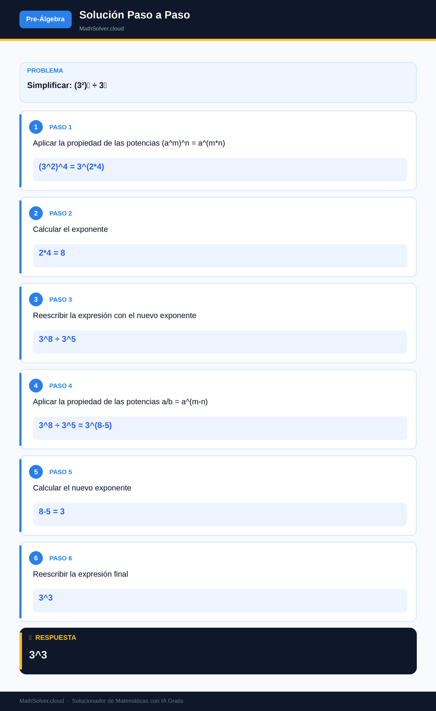 MathSolver resolviendo el ejemplo 2 — Pre-Álgebra