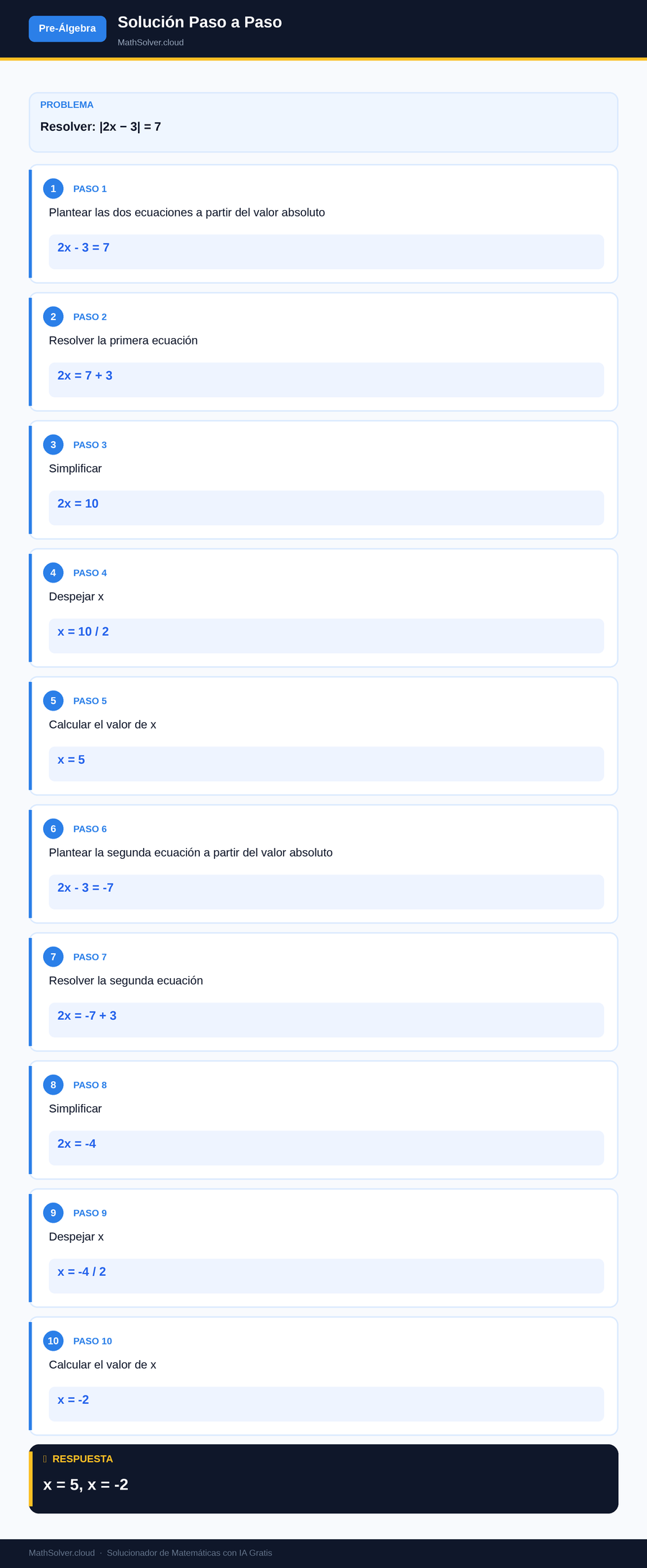 MathSolver resolviendo el ejemplo 1 — Pre-Álgebra