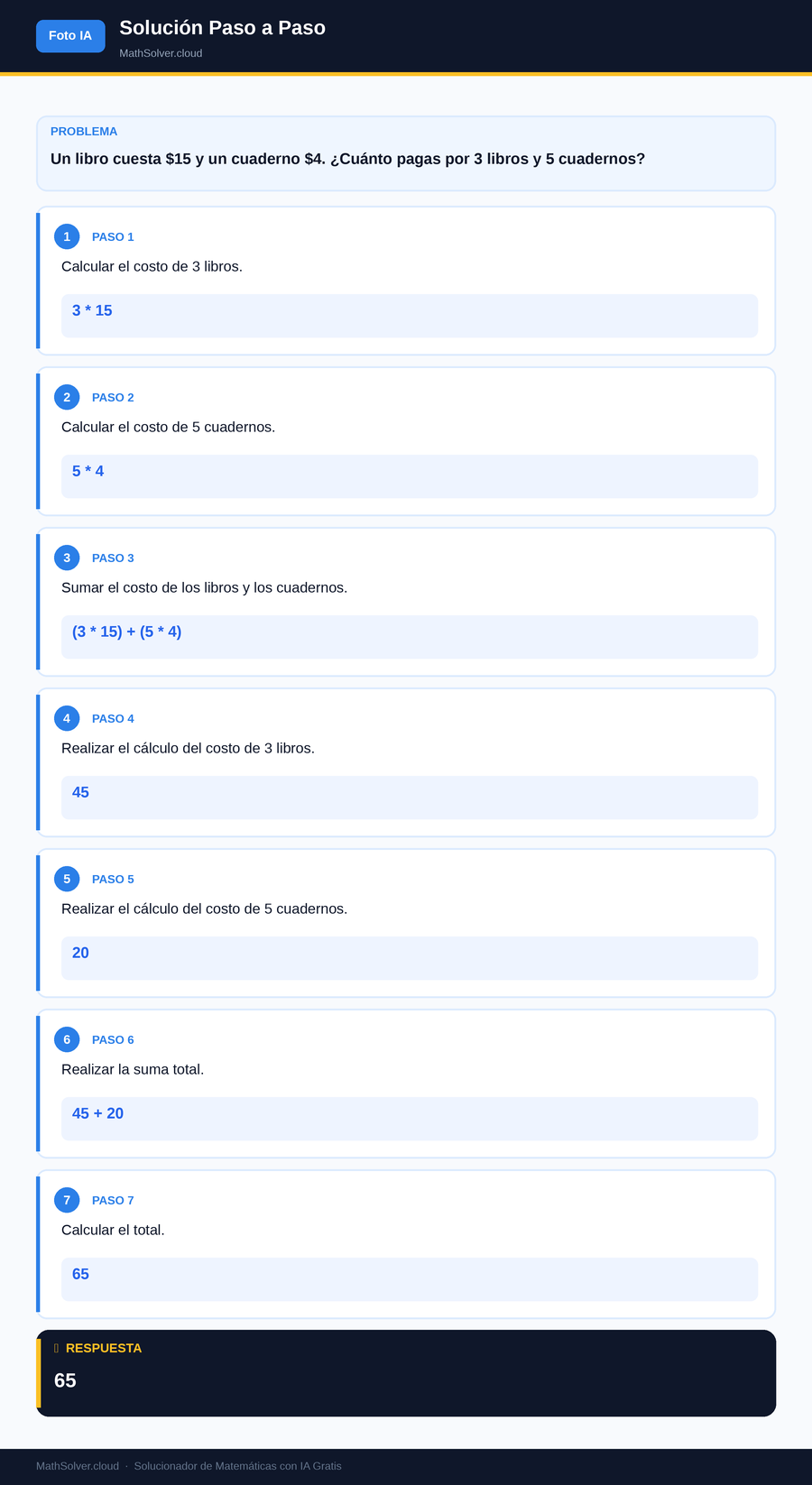 MathSolver resolviendo el ejemplo 2 — Resolver con foto