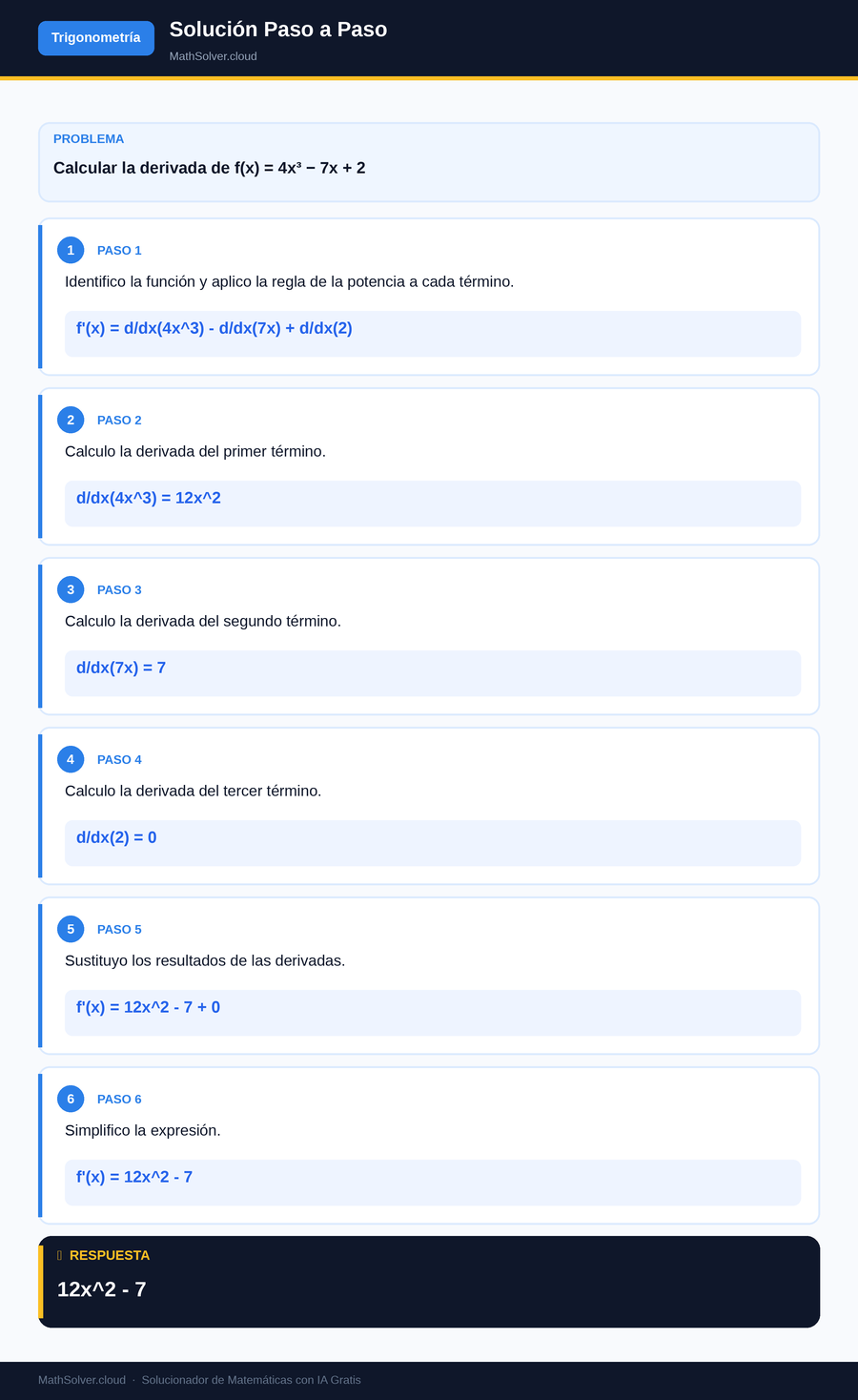 MathSolver resolviendo el ejemplo 1 — Trigonometría