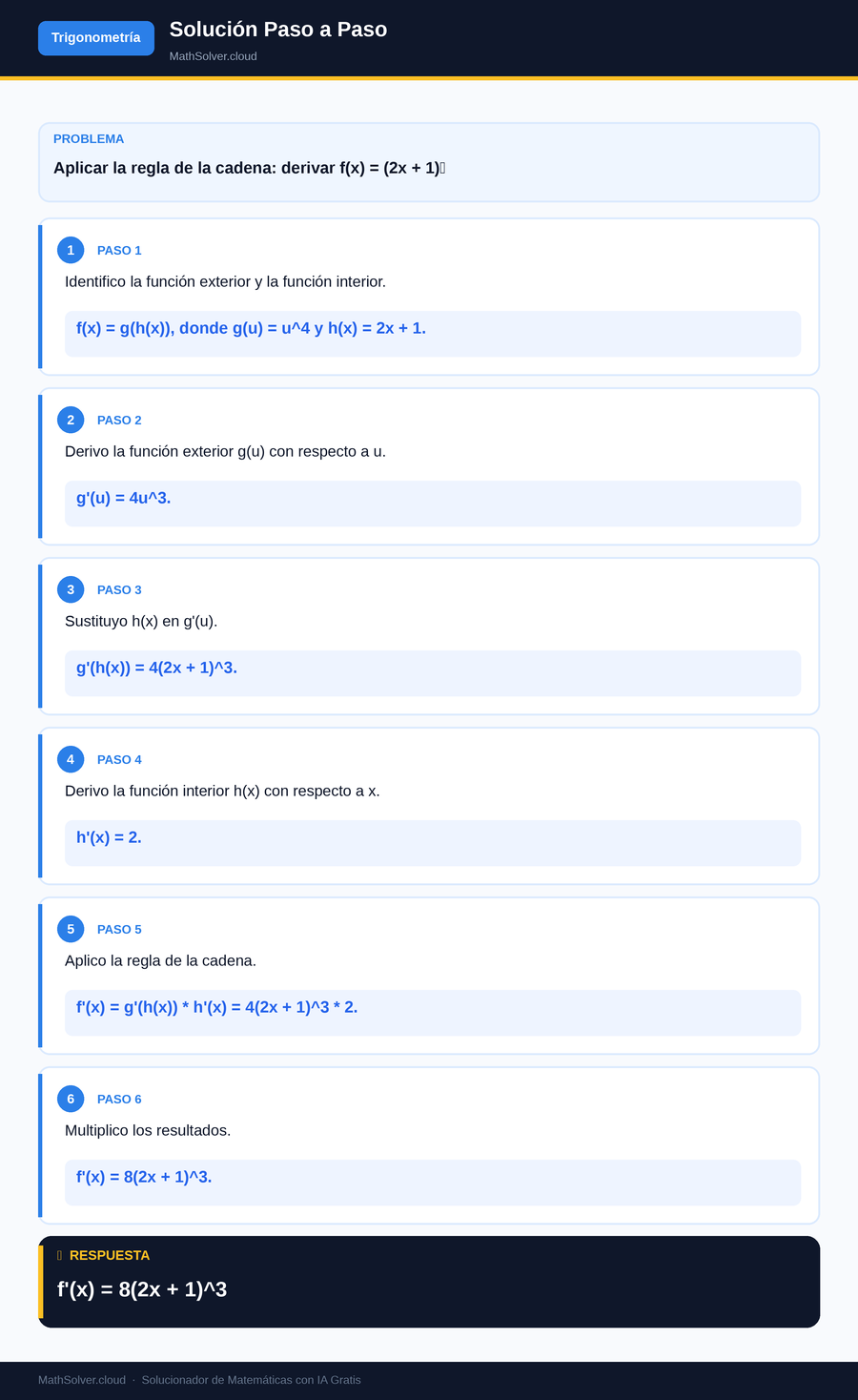 MathSolver resolviendo el ejemplo 2 — Trigonometría