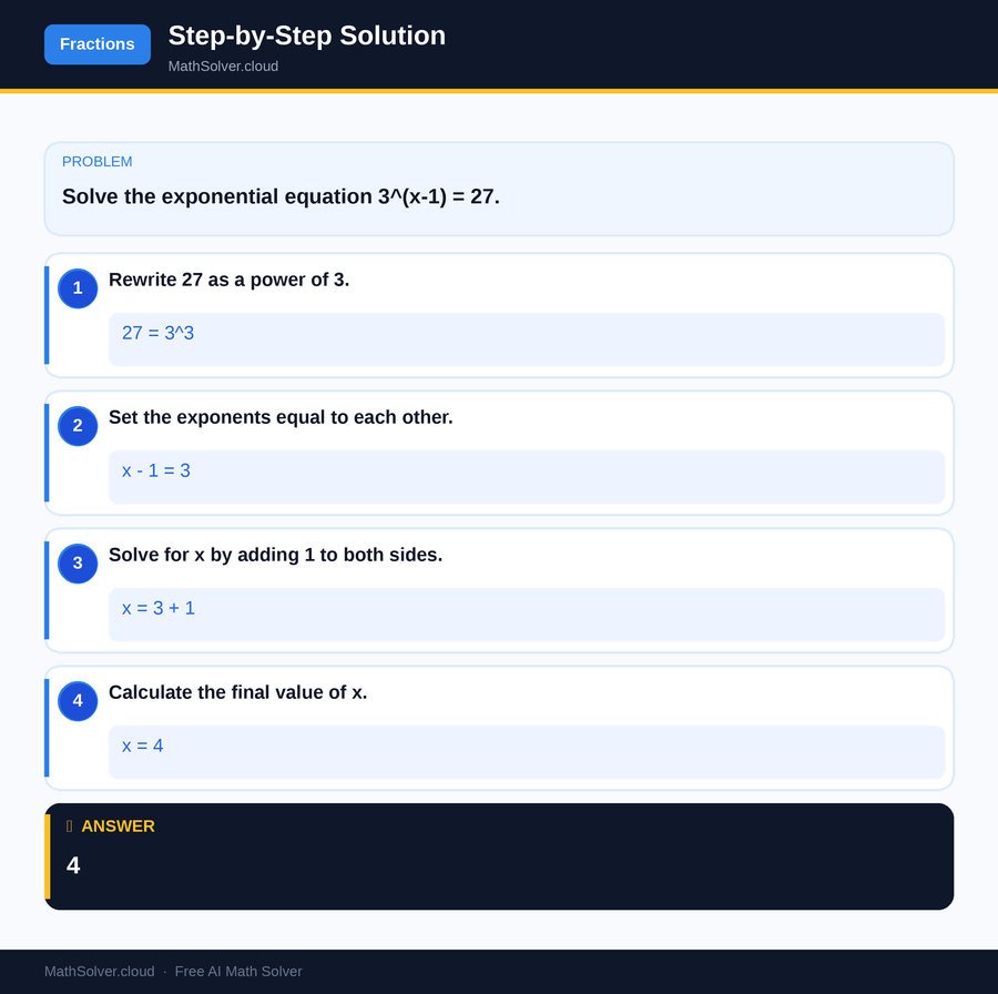 MathSolver solving example 2 — Arithmetic & Fractions