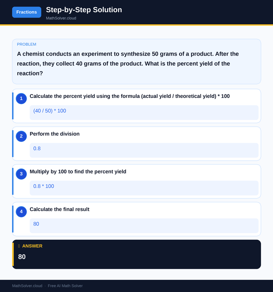 MathSolver solving example 1 — Arithmetic & Fractions
