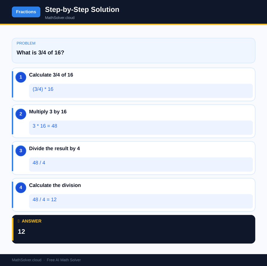 MathSolver solving example 1 — Arithmetic & Fractions