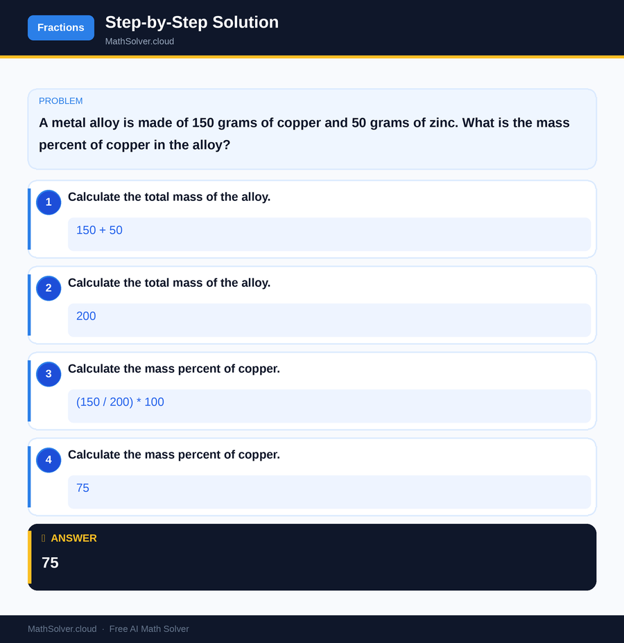 MathSolver solving example 2 — Arithmetic & Fractions