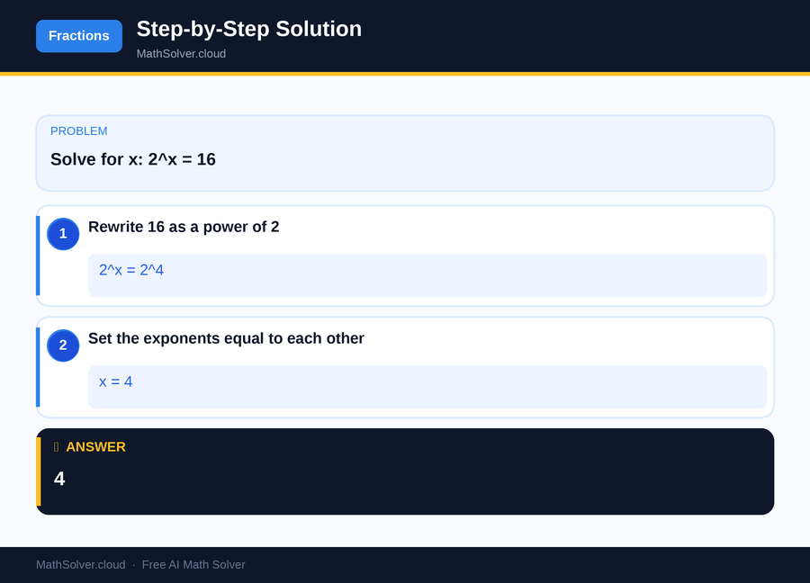 MathSolver solving example 1 — Arithmetic & Fractions